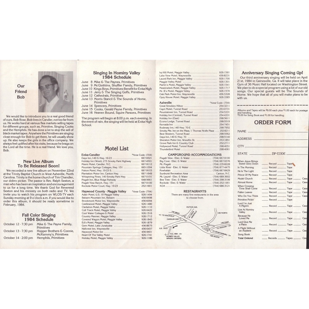 Vintage 1983-1984 The Primitive Quartet Gospel Music Newsletter Tour Schedule